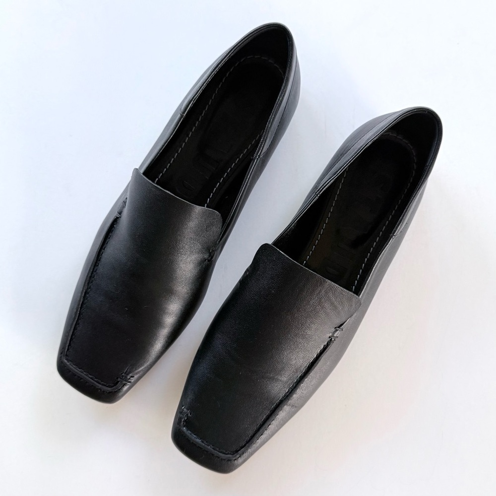 STAUD Becks Leather Loafers in Black 37.5